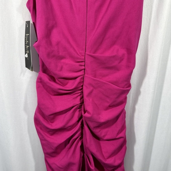 NWT $385 Nicole Miller [ 4‎ ] Jersey Palazzo Off Shoulder Dress Very Berry - Picture 13 of 15